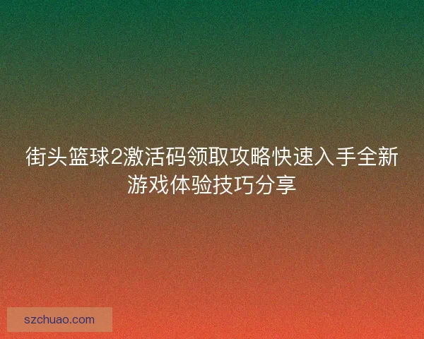 街头篮球2激活码领取攻略快速入手全新游戏体验技巧分享